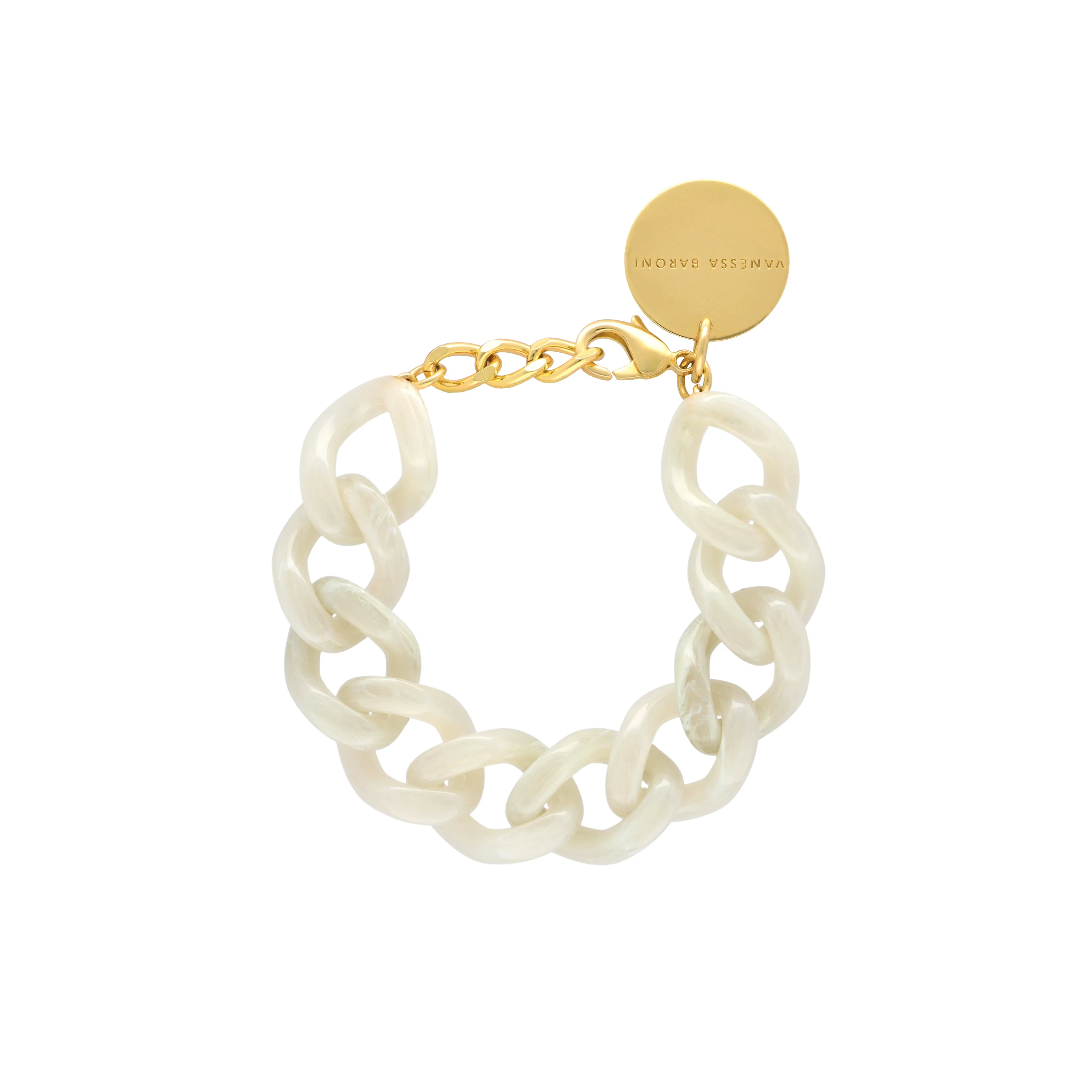 Mini Flat Chain Bracelet Snow White Marble